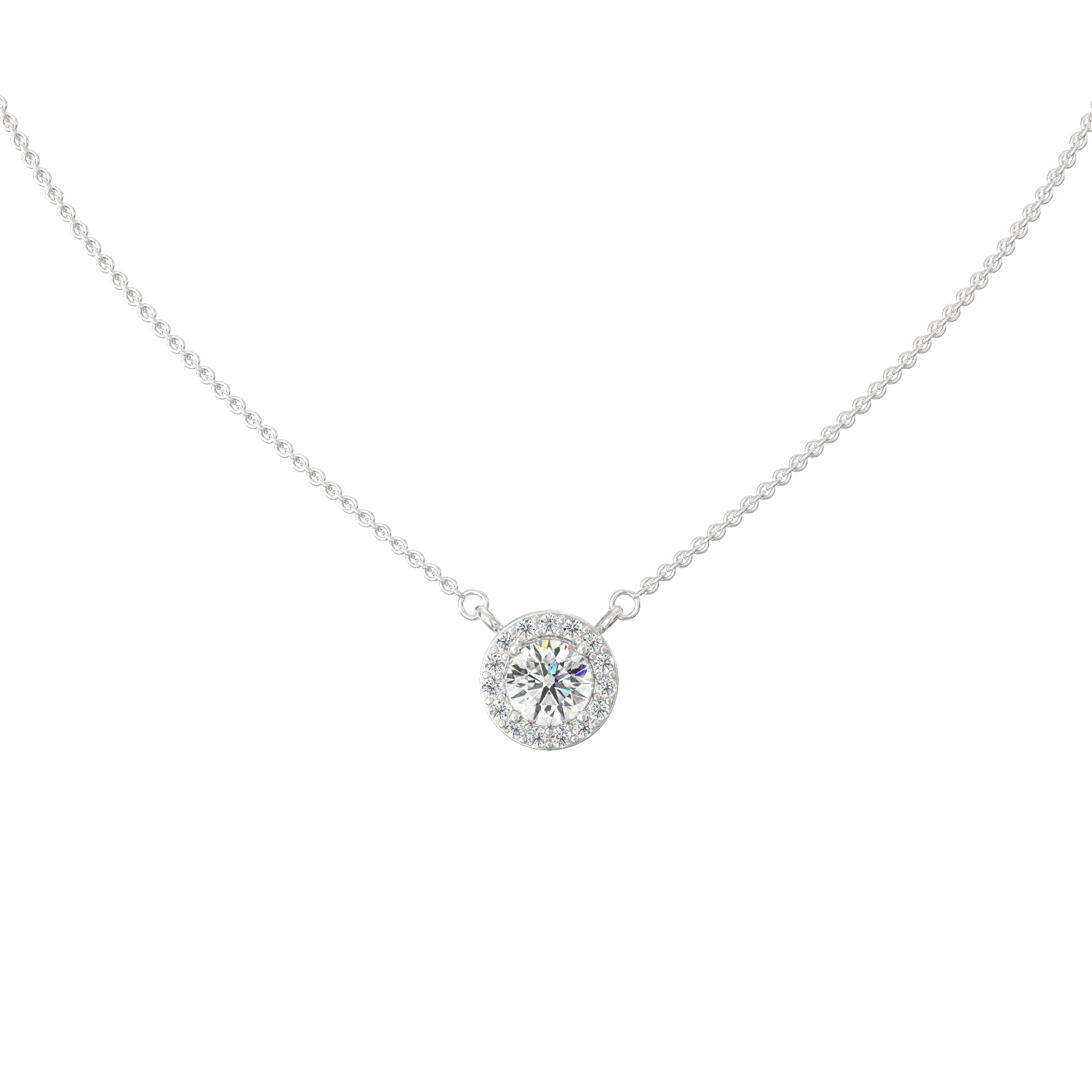 Radiant Spark Halo Diamond Necklace – 0.71 ct