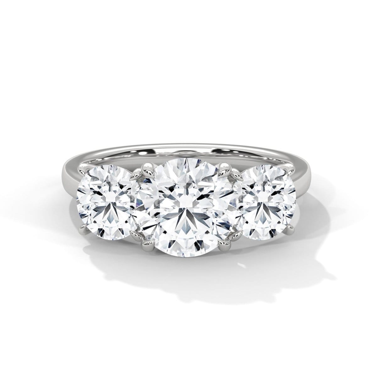 Trinelle Labgrown Round Solitaire Trilogy Ring White Gold 18KT 18