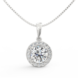 Lab Grown Diamond Pendant – Celestia Halo Solitaire in BIS Hallmarked Gold