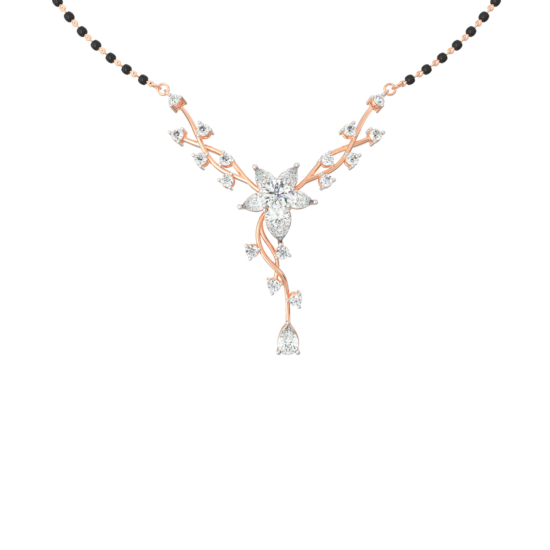 Floral Cascade Lab-Grown Diamond Mangalsutra Necklace – 2.83 Carats