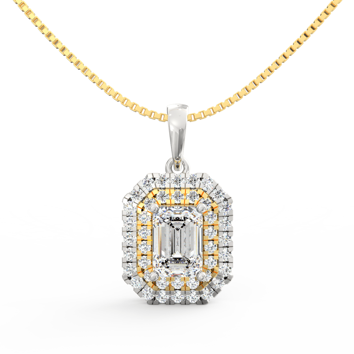 Lab Grown Diamond Pendant – Royale Emerald-Cut Solitaire 1.00 Ct in BIS Hallmarked Gold