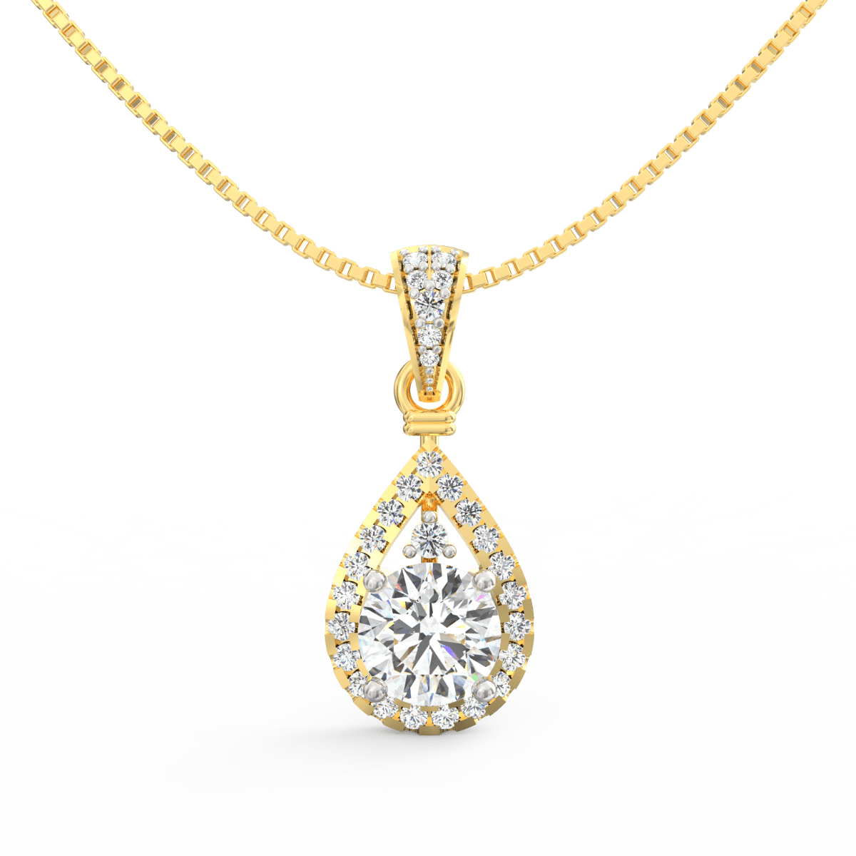 Lab Grown Diamond Pendant – Elara 1.00 Ct Teardrop Solitaire in BIS Hallmarked Gold