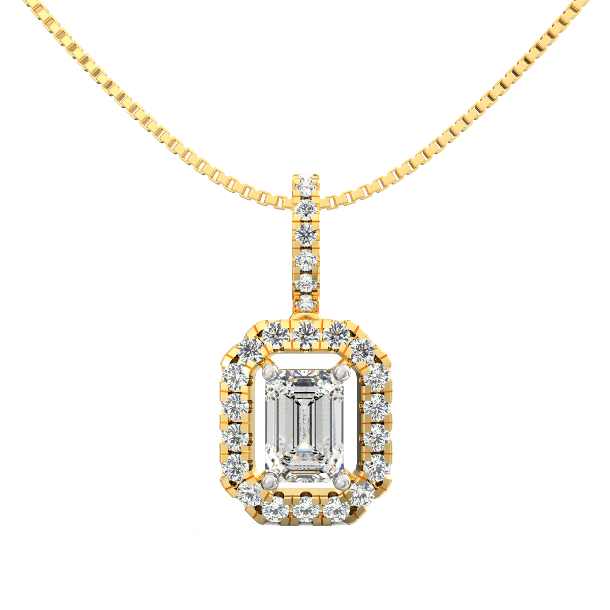 Lab Grown Diamond Pendant – Elara 0.75 Ct Emerald-Cut Solitaire in BIS Hallmarked Gold