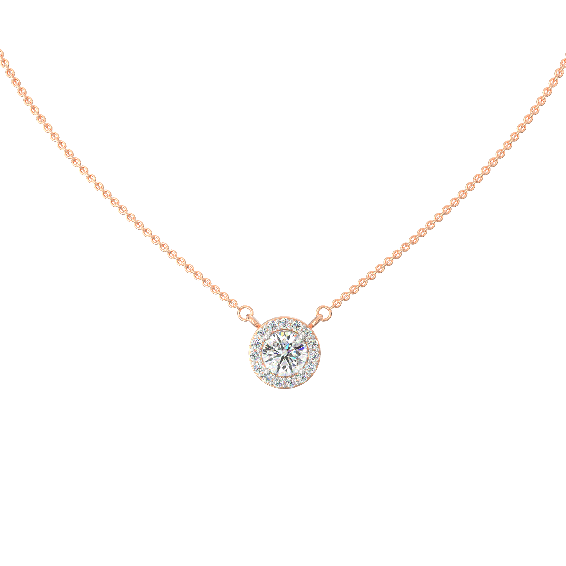 Radiant Spark Halo Diamond Necklace – 0.71 ct