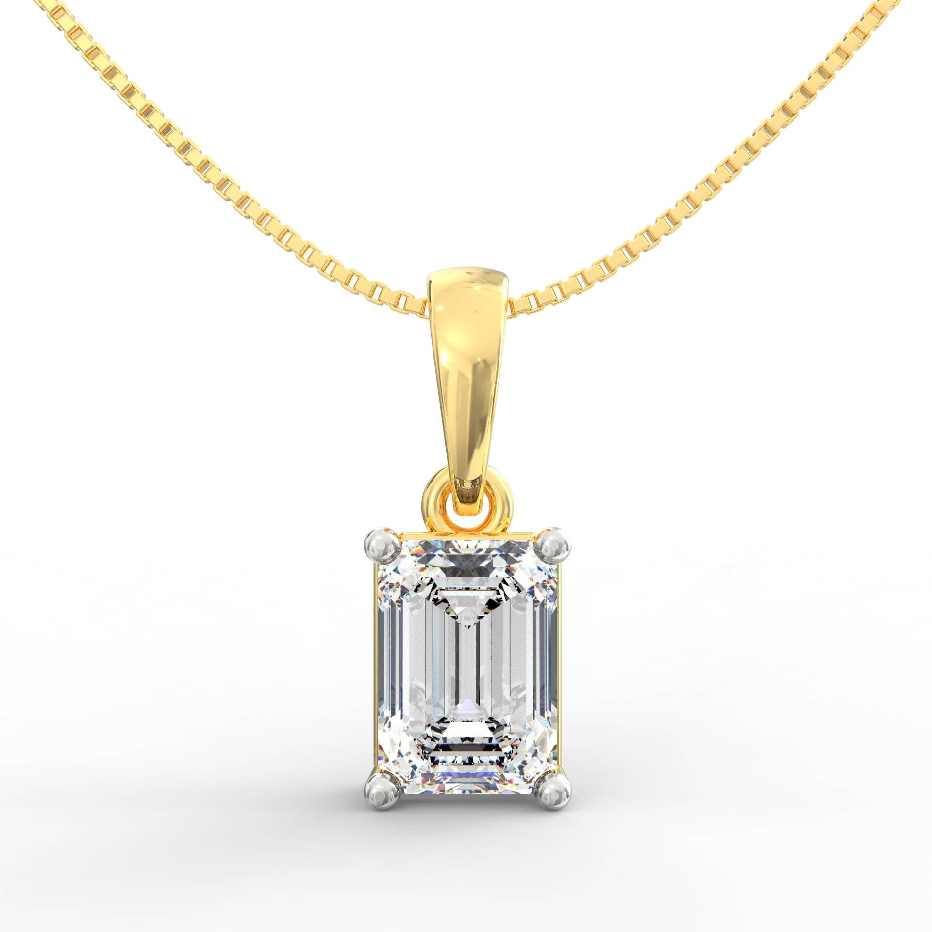Eira 1.00 Carat Emerald Solitaire Pendant | BIS Hallmarked Gold