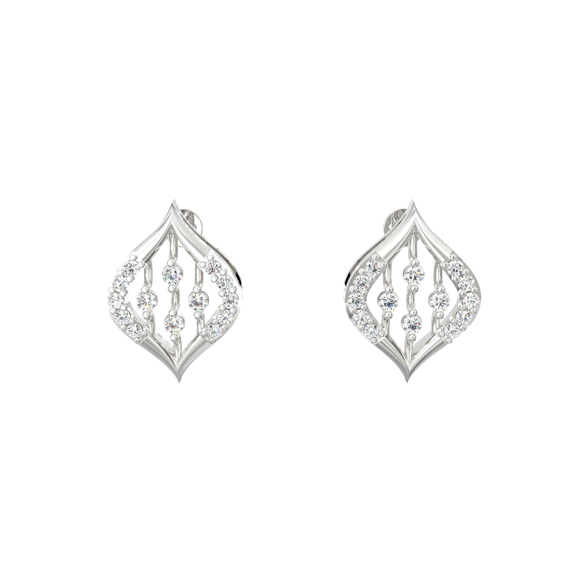 Floria Venza Diamond Stud Earrings in 925 Sterling Silver
