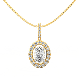 Lab Grown Diamond Pendant – Elira Oval Solitaire with Halo in BIS Hallmarked Gold