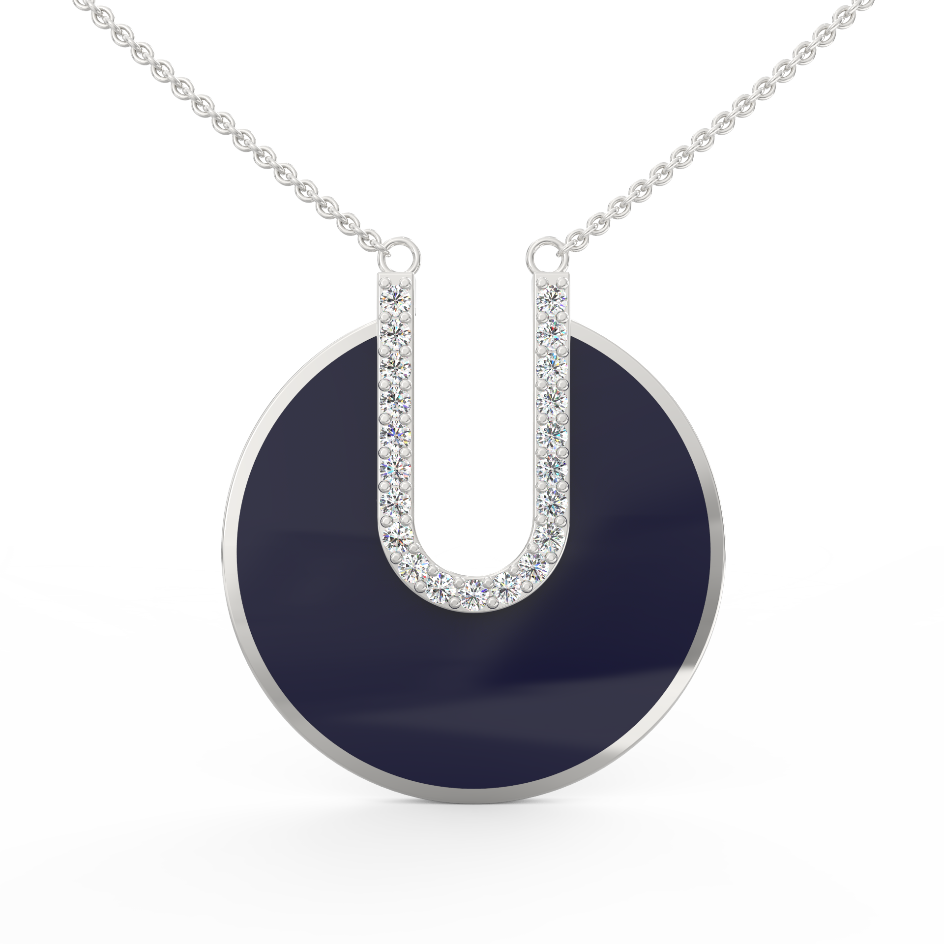 Nivya Blue Enamel & Lab Grown Diamond Pendant in 925 Sterling Silver