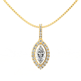 Lab Grown Diamond Pendant – Elysia Marquise Solitaire with Halo in BIS Hallmarked Gold