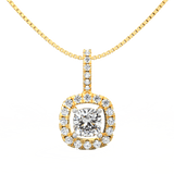 Lab Grown Diamond Pendant – Celestia Cushion-Cut Halo 0.75 Ct in BIS Hallmarked Gold