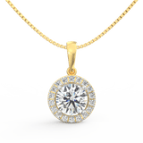 Lab Grown Diamond Pendant – Celestia Halo Solitaire in BIS Hallmarked Gold