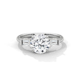 Soraya Solitaire Ring with 2.00 ct Round Center & Baguette Accents