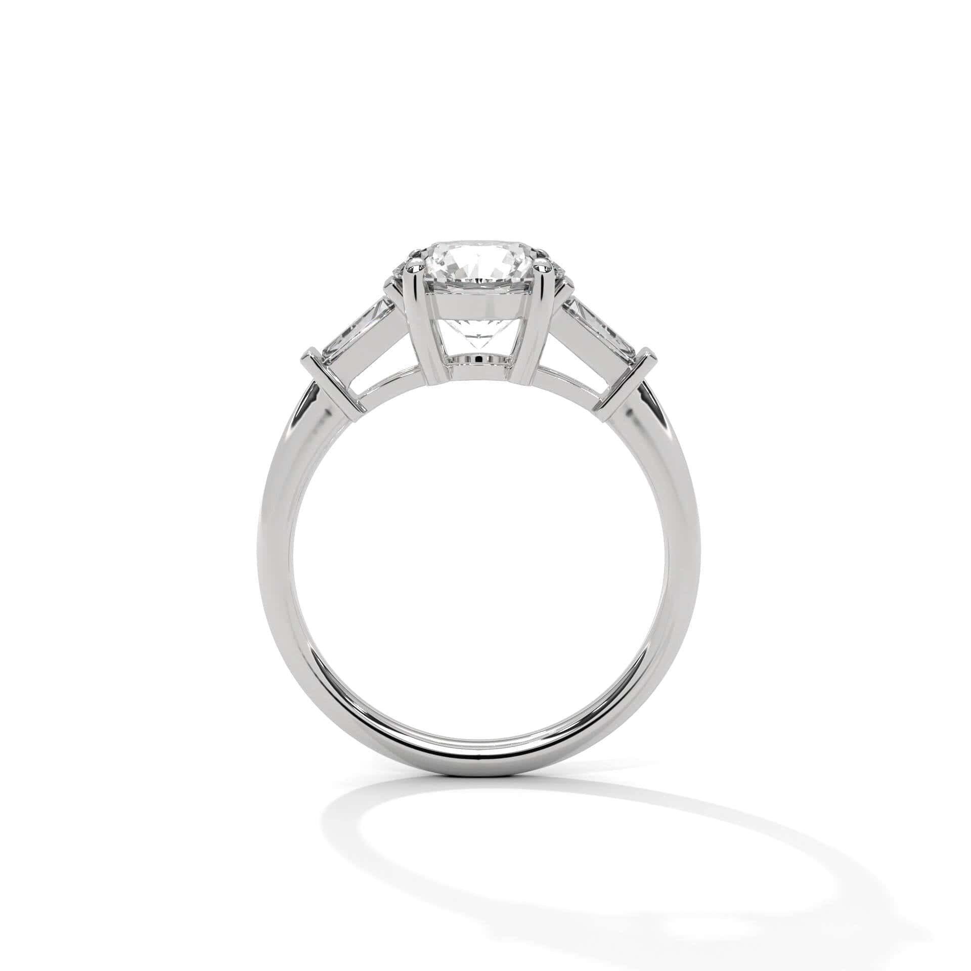 Soraya Solitaire Ring with 2.00 ct Round Center & Baguette Accents