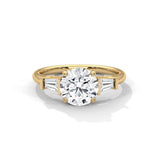 Soraya Solitaire Ring with 2.00 ct Round Center & Baguette Accents