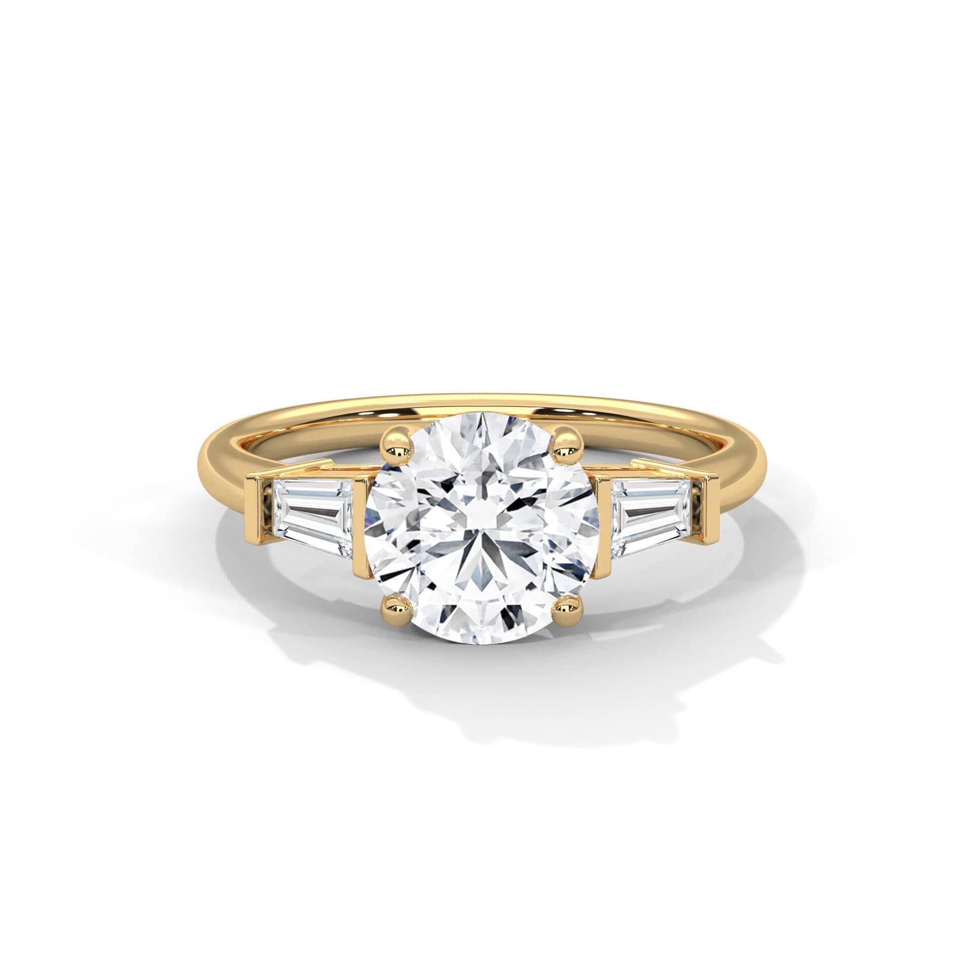 Soraya Solitaire Ring with 2.00 ct Round Center & Baguette Accents