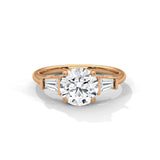 Soraya Solitaire Ring with 2.00 ct Round Center & Baguette Accents