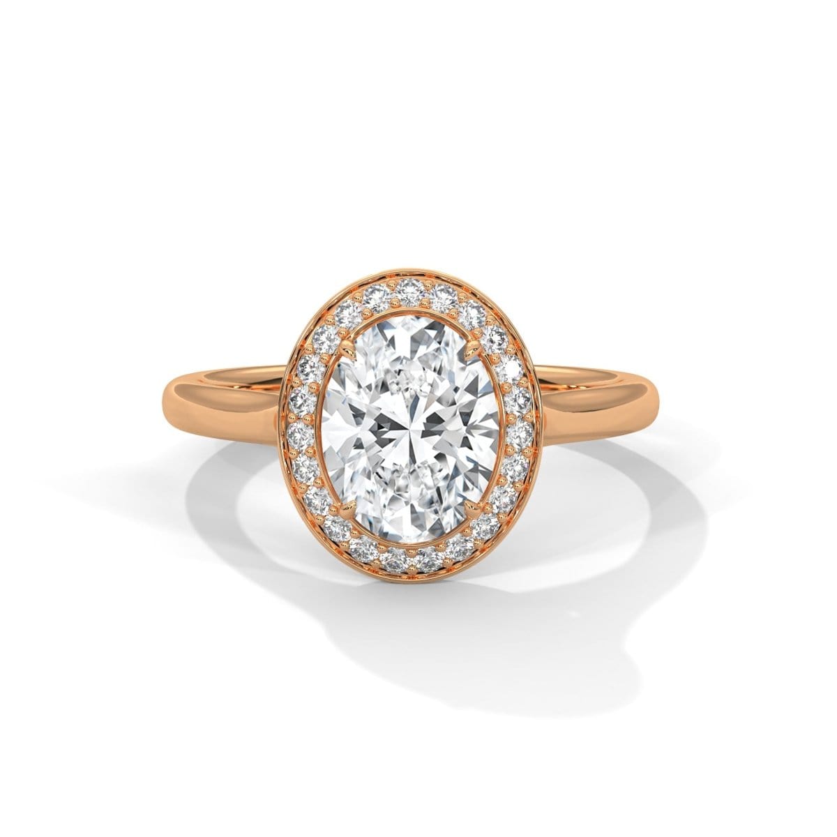 Ayanika 2-Carat Oval Cut Solitaire Ring with 23 Accent Diamonds