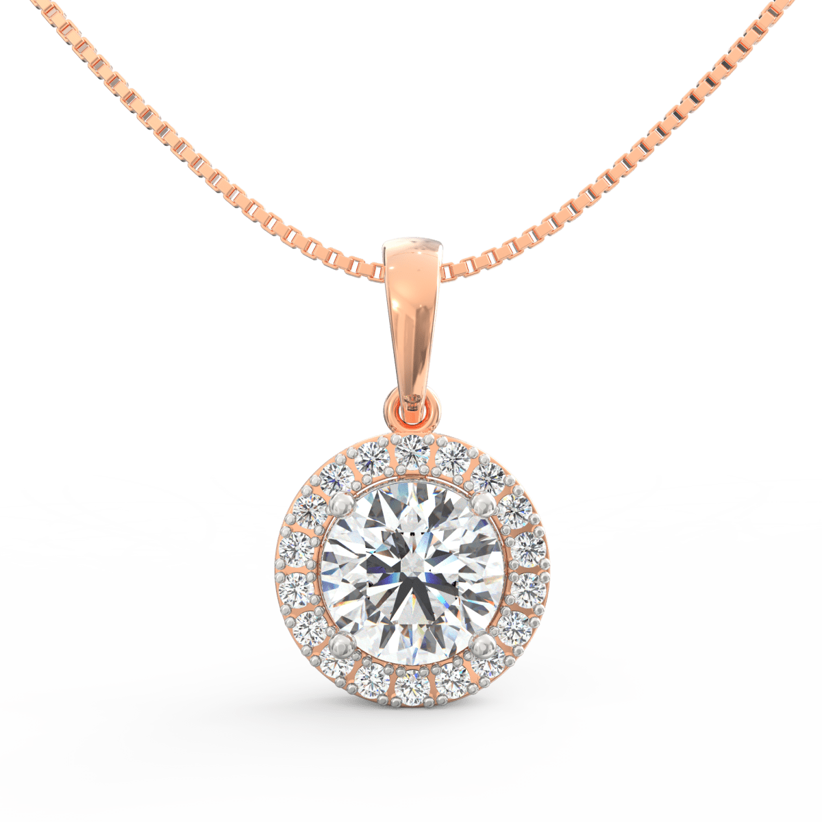 Lab Grown Diamond Pendant – Celestia Halo Solitaire in BIS Hallmarked Gold