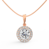 Lab Grown Diamond Pendant – Celestia Halo Solitaire in BIS Hallmarked Gold