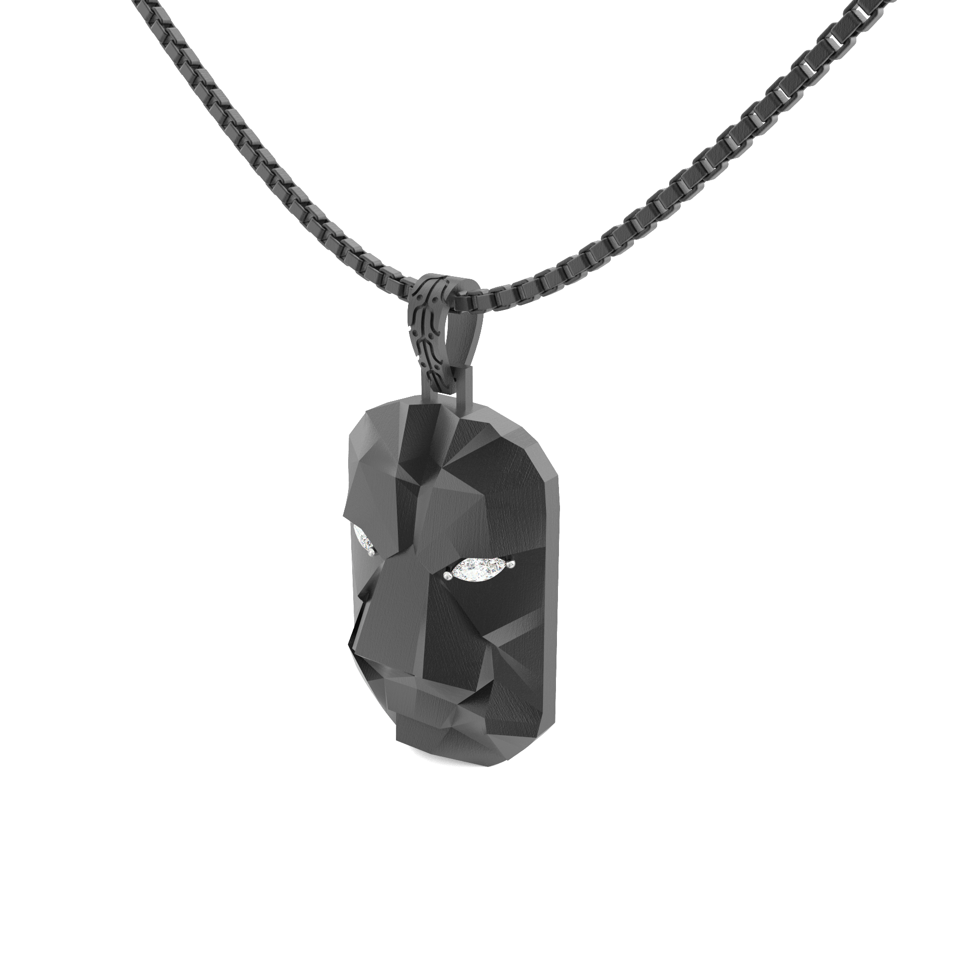 0.18 Ct Marquise Lab Diamond Black Lion Pendant in 925 Silver