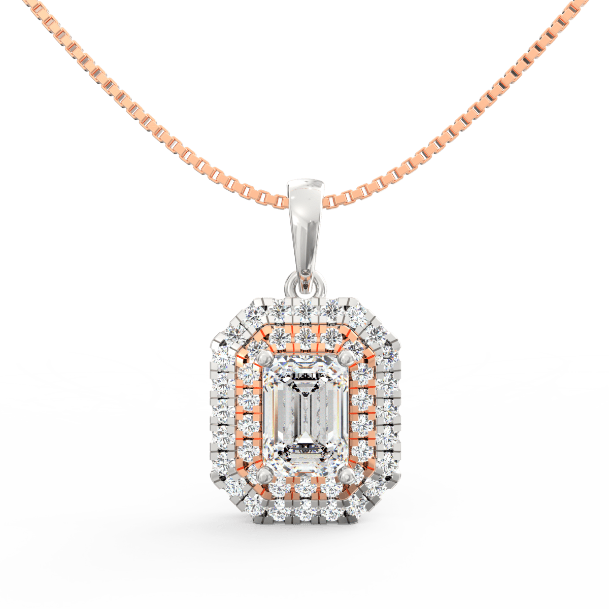 Lab Grown Diamond Pendant – Royale Emerald-Cut Solitaire 1.00 Ct in BIS Hallmarked Gold