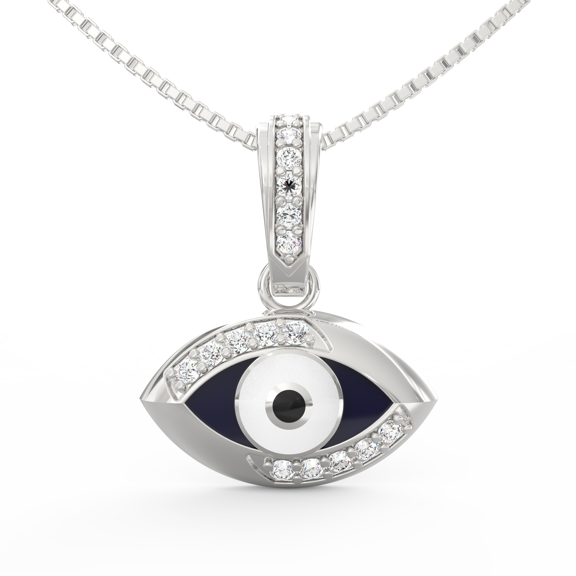 Nayan Evil Eye Blue Enamel & Lab Grown Diamond Pendant in 925 Sterling Silver