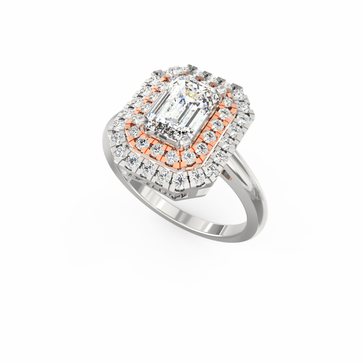 Seraphina Emerald Lab Grown Diamond Ring 1.00 Ct with Dual Halo