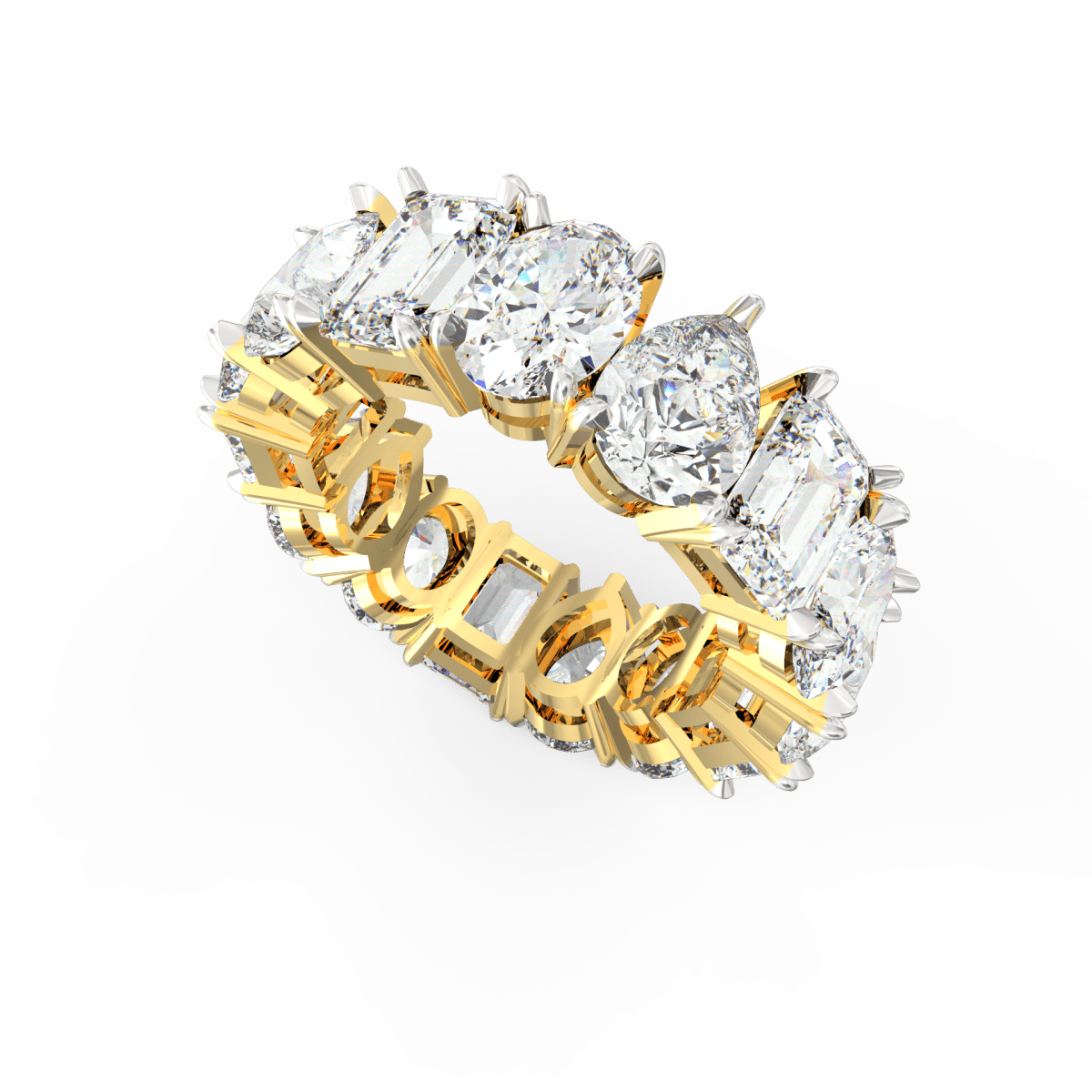 Ayanika Royal Symphony Band – Multi-Cut 12.00 Ct Lab Grown Diamond in 18K Gold
