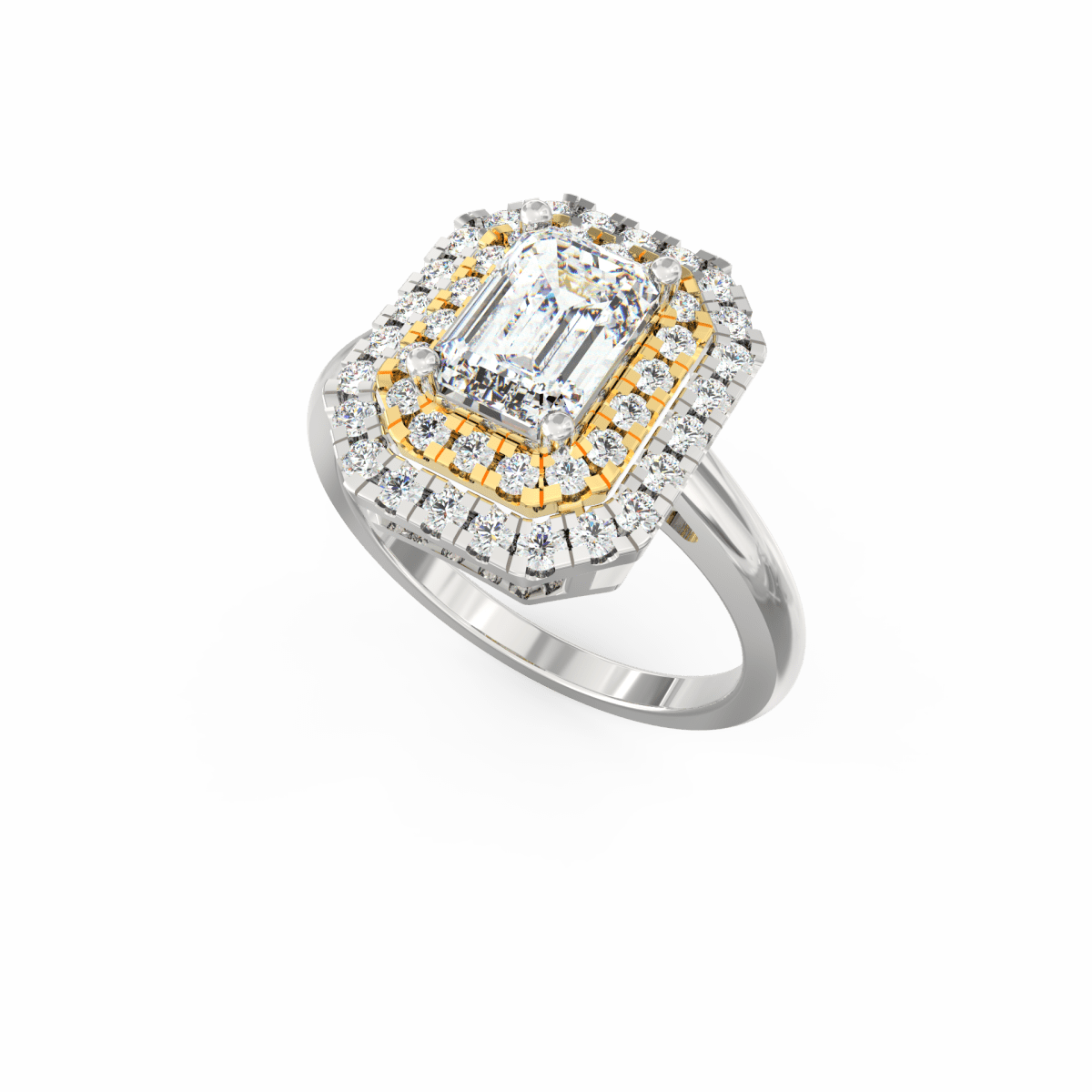 Seraphina Emerald Lab Grown Diamond Ring 1.00 Ct with Dual Halo