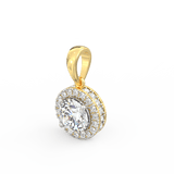 Lab Grown Diamond Pendant – Celestia Halo Solitaire in BIS Hallmarked Gold