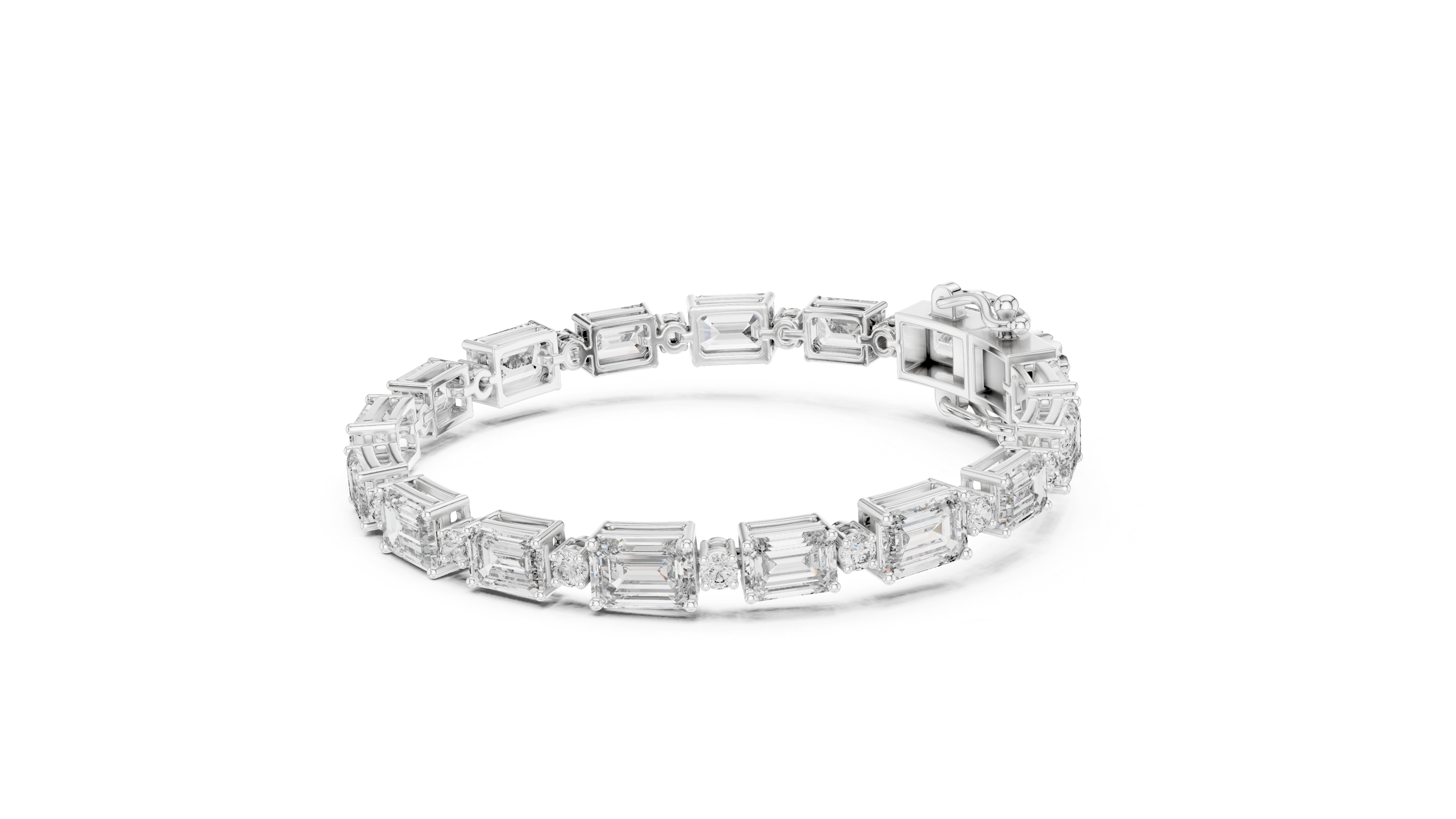 Elara Lab-Grown Emerald-Cut Diamond Station Bracelet