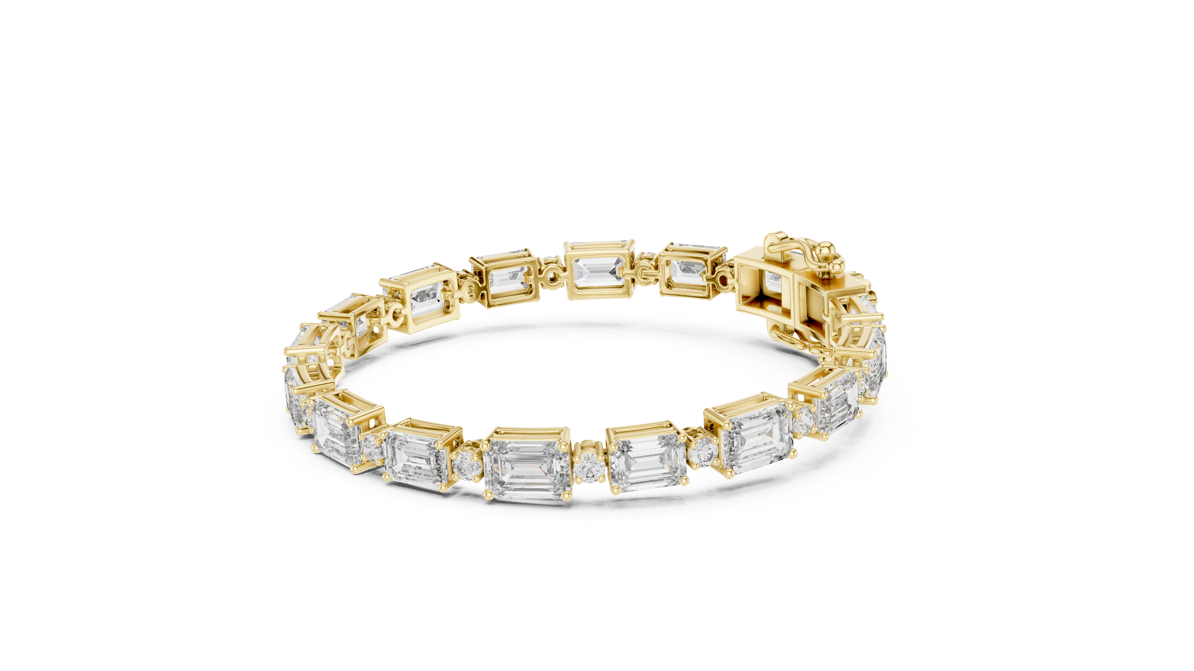 Elara Lab-Grown Emerald-Cut Diamond Station Bracelet