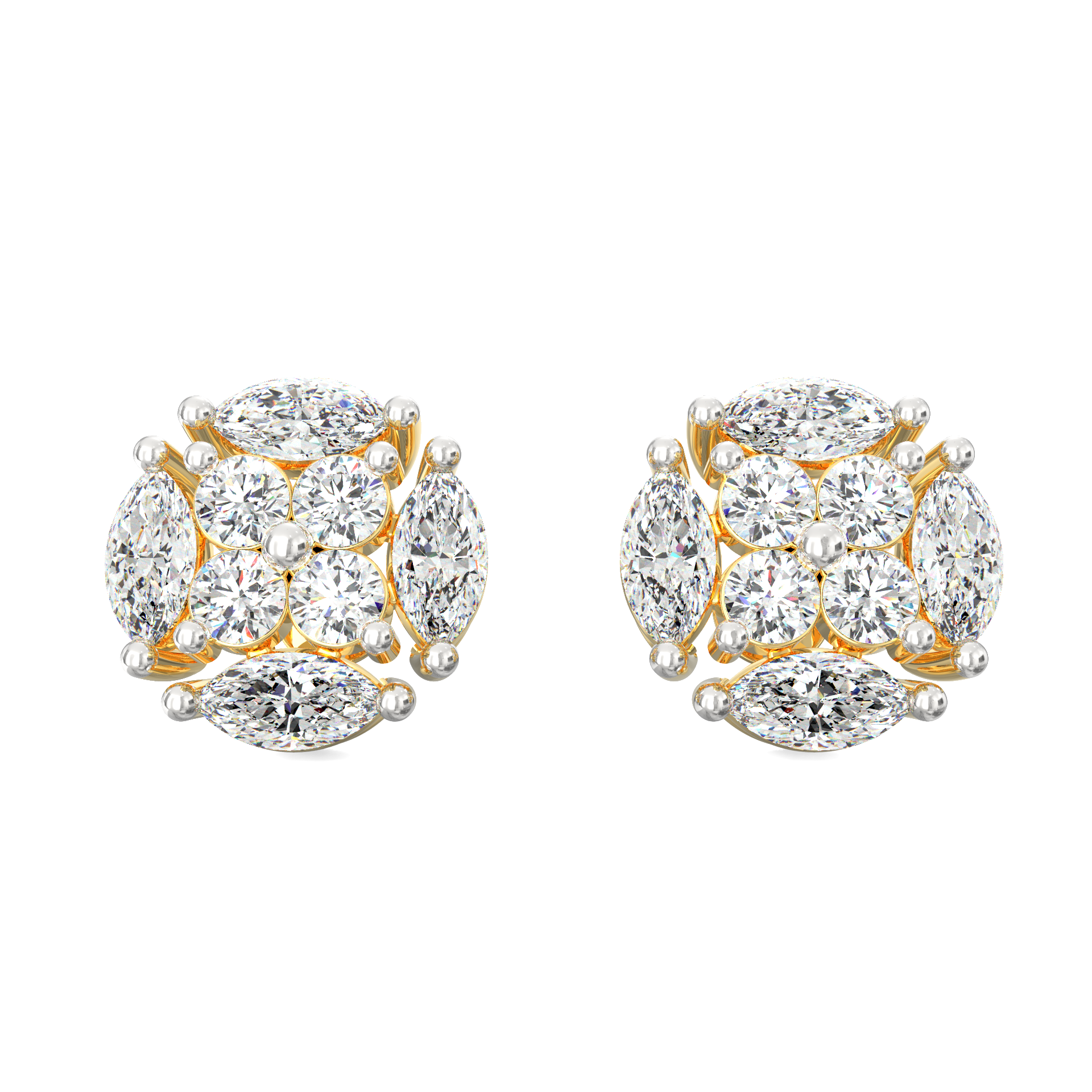 Florina Bloom 1.44 Ct Diamond Floral Stud Earrings in Gold