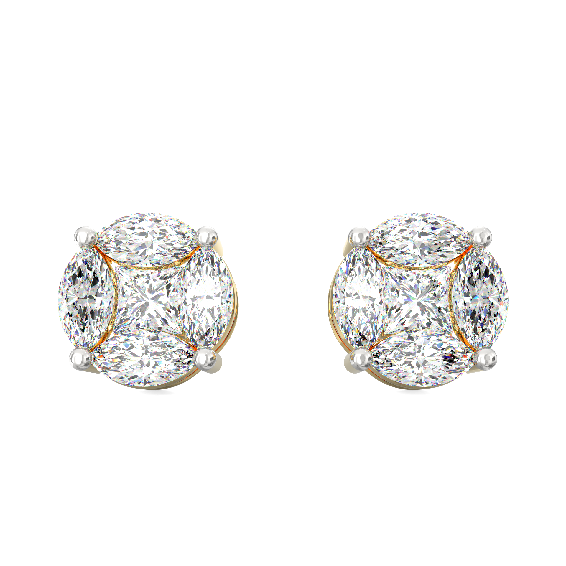 Ilyra 1.50 Ct Marquise & Pear Lab Diamond Stud Earrings in Gold