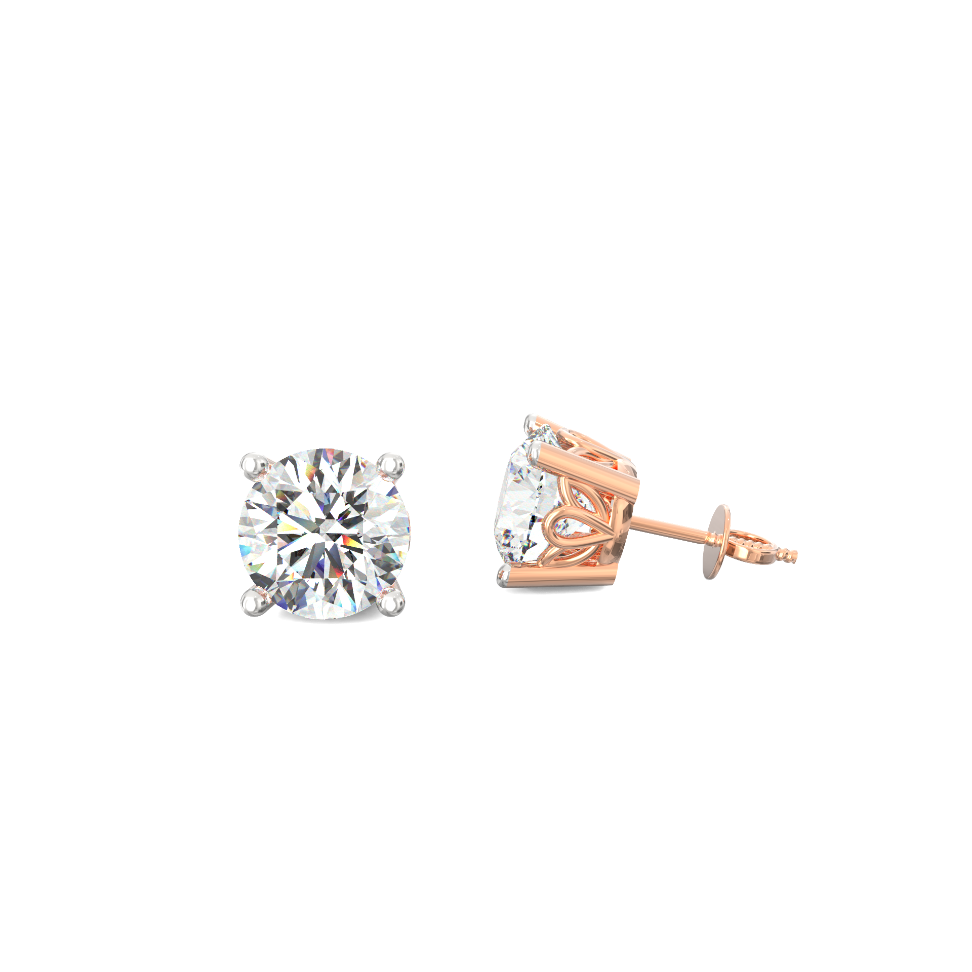 Selene 3.00 Ct Round Solitaire Lab Diamond Stud Earrings in Gold