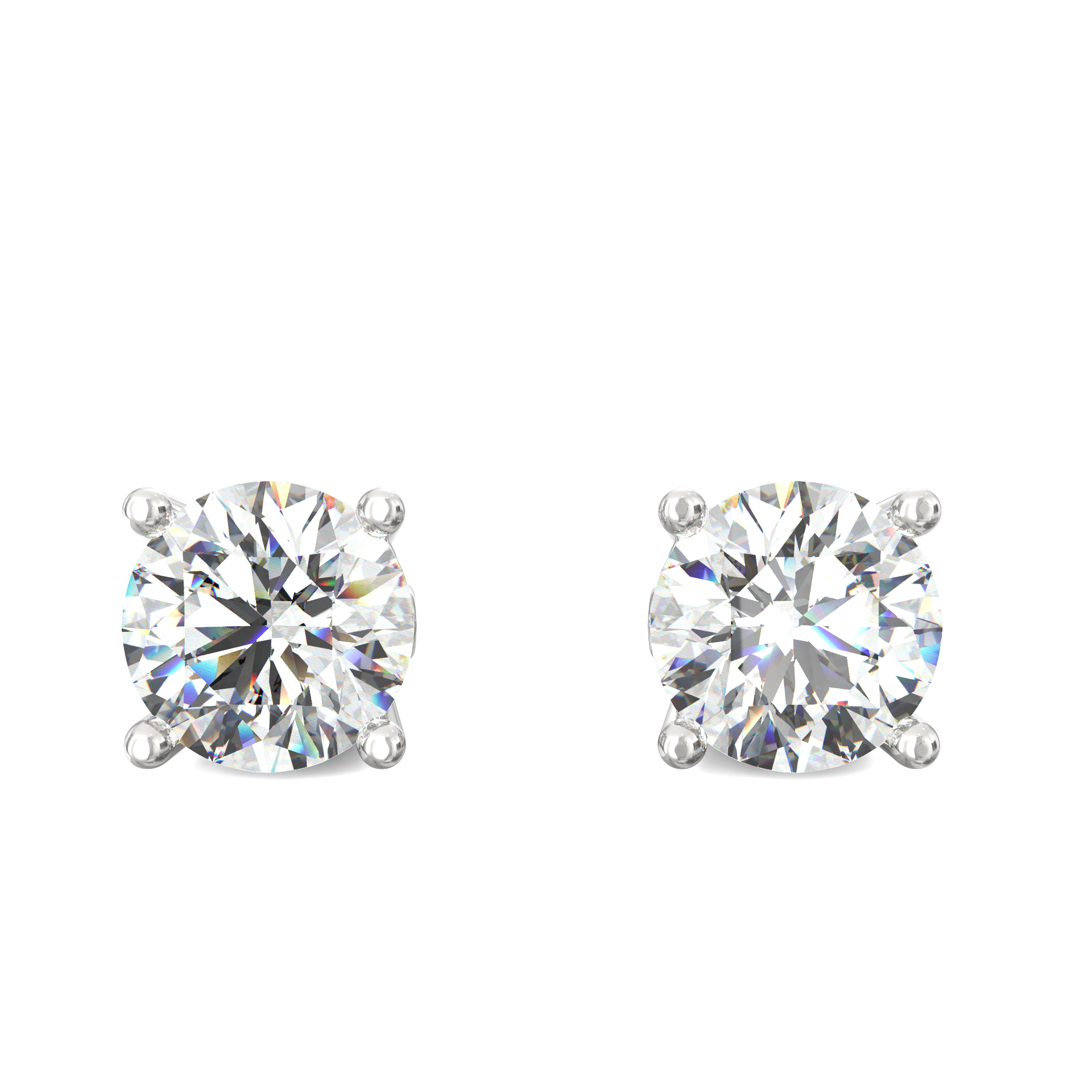 Selene 3.00 Ct Round Solitaire Lab Diamond Stud Earrings in Gold