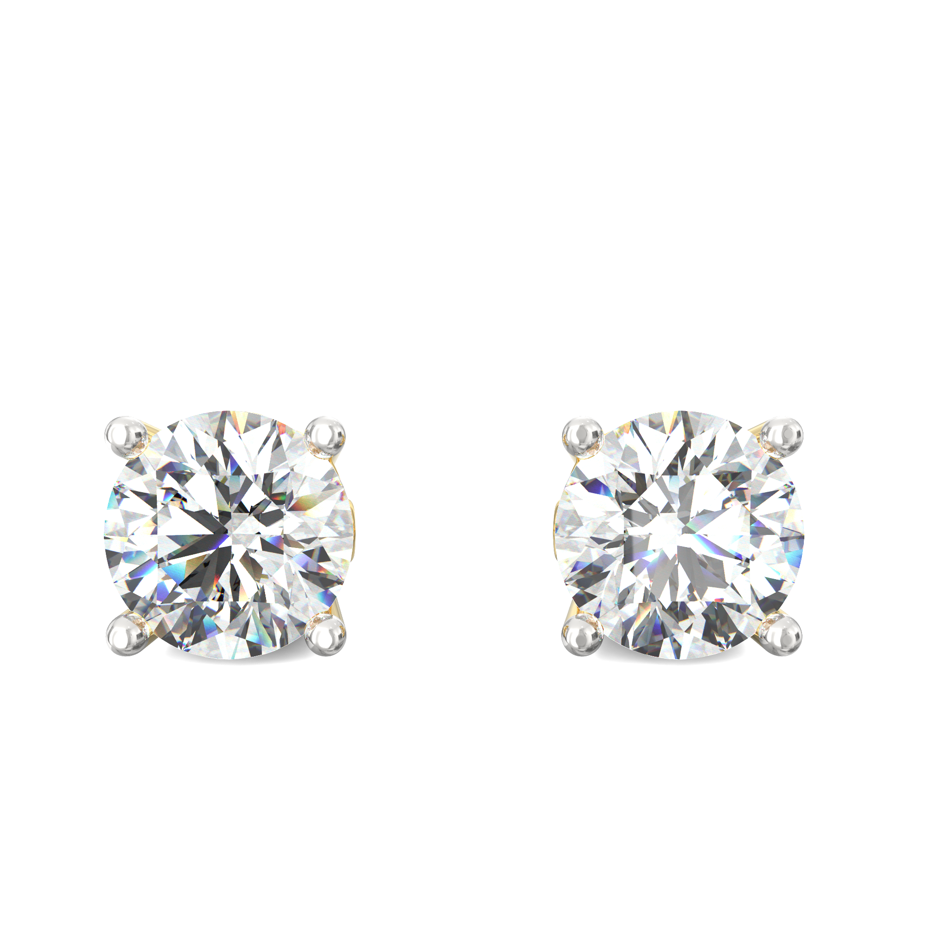 Selene 3.00 Ct Round Solitaire Lab Diamond Stud Earrings in Gold