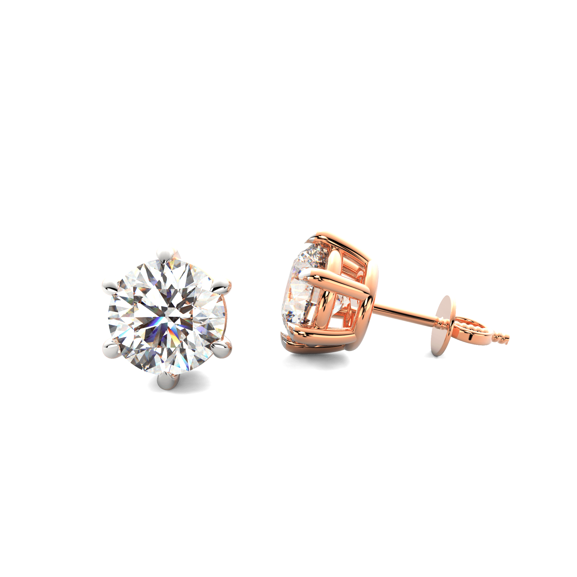 Lab Grown Diamond Solitaire Stud Earrings in 14Kt & 18Kt Gold (2.00 – 8.00 Ct)