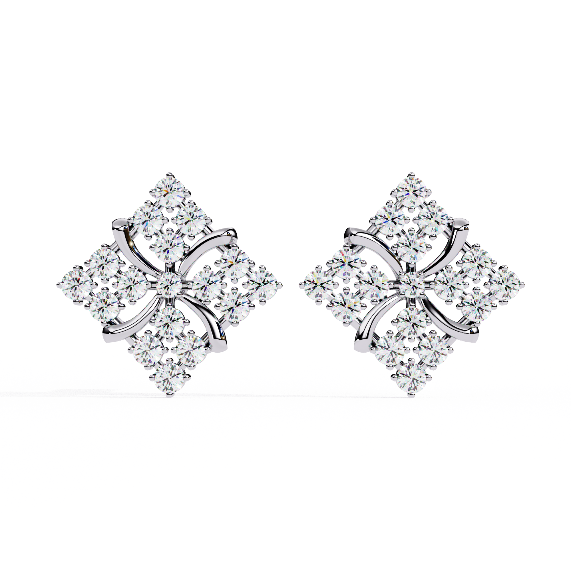 Fiore 0.99 Ct Lab-Grown Diamond Floral Stud Earrings