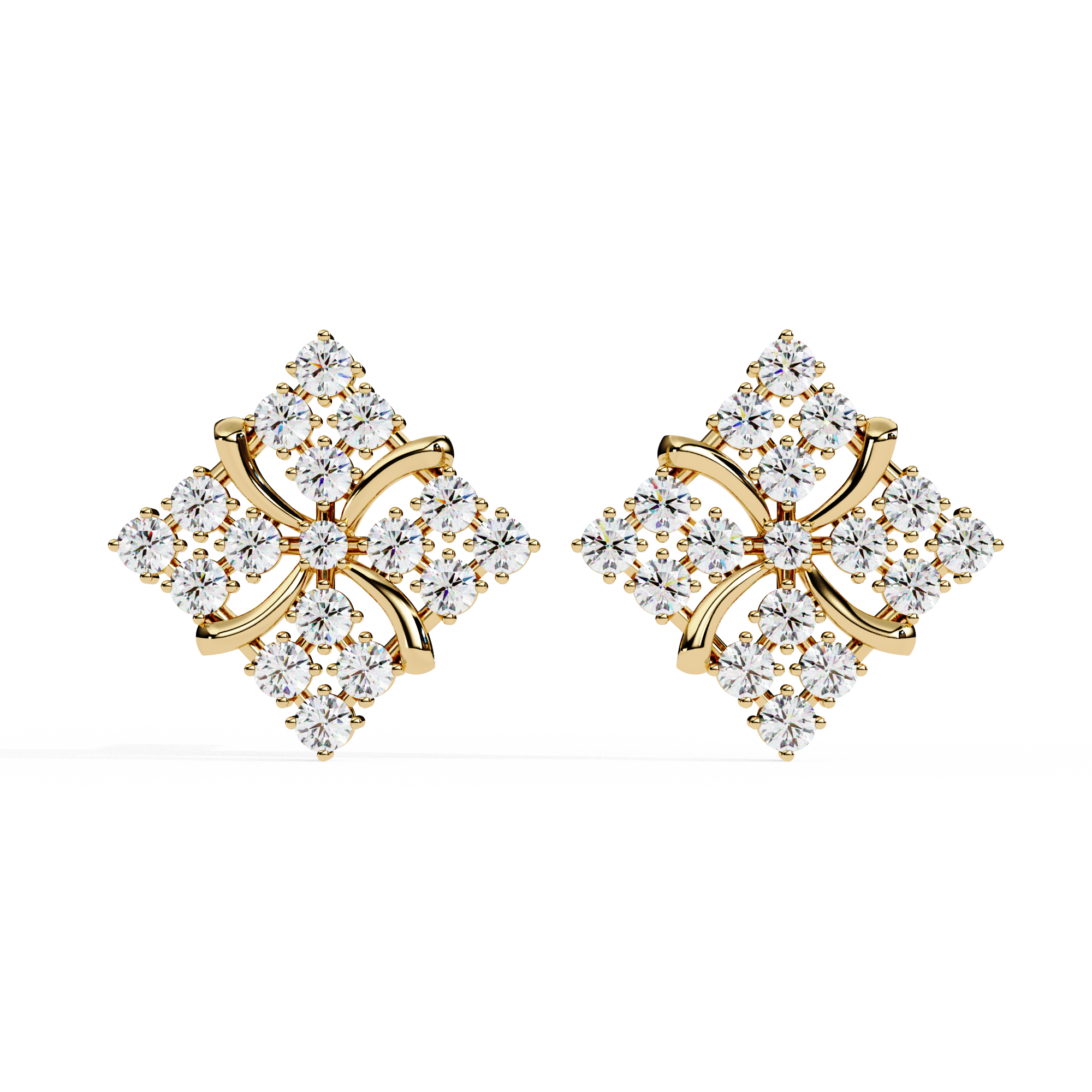 Fiore 0.99 Ct Lab-Grown Diamond Floral Stud Earrings