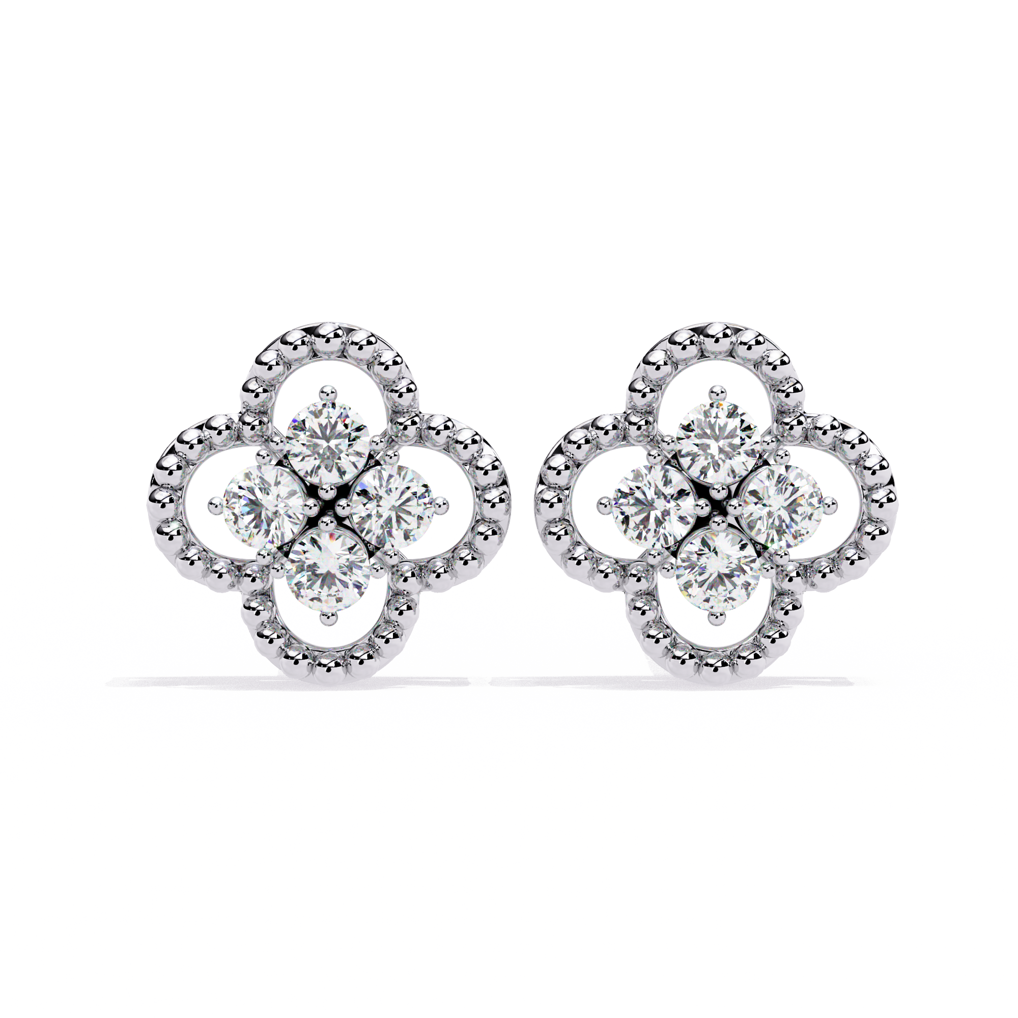 Aureo 1.00 Ct Lab-Grown Diamond Clover Stud Earrings