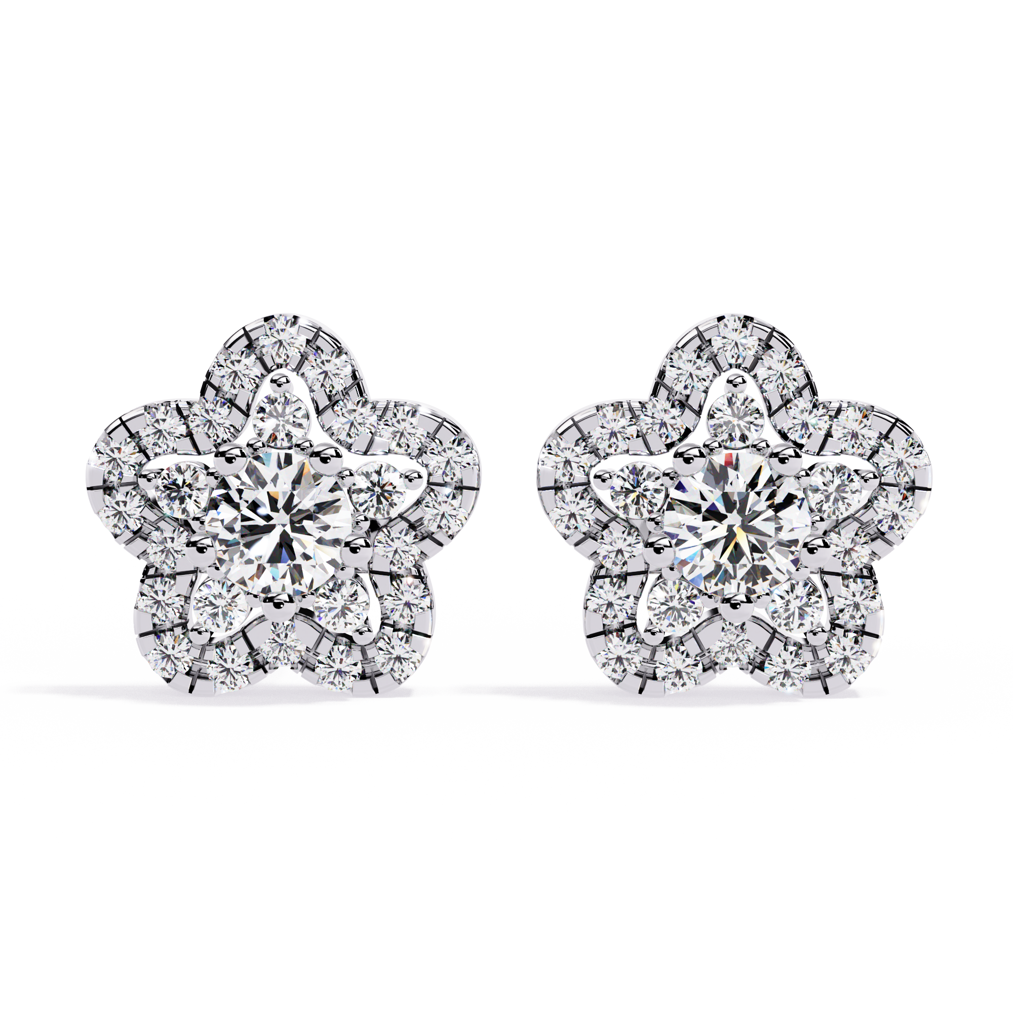 Aarika Lab-Grown Diamond Floral Halo Earrings