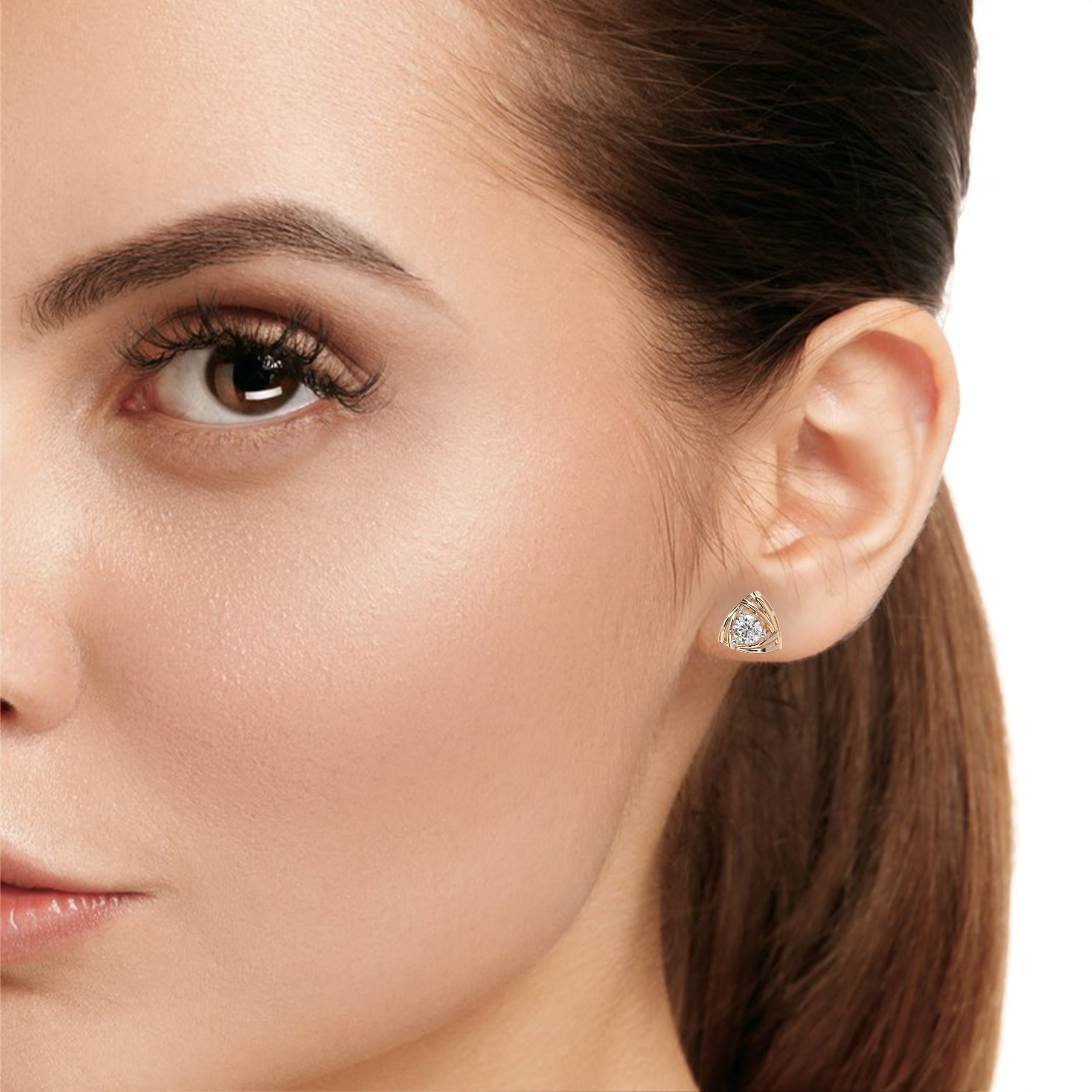 Triveni Lab-Grown Diamond Geometric Stud Earrings