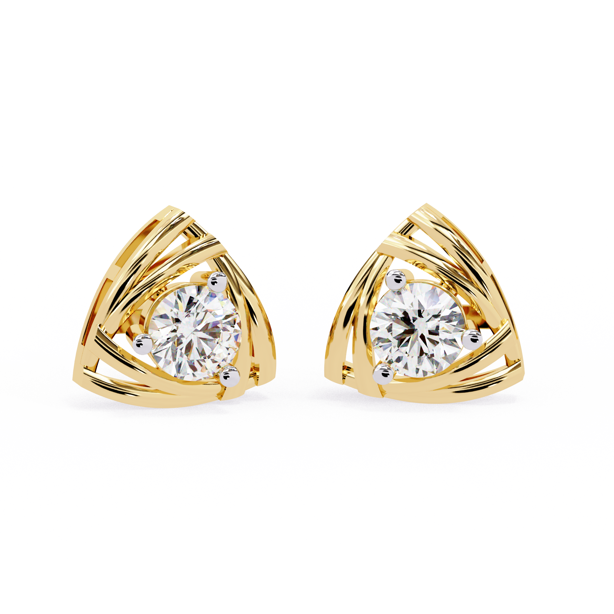 Triveni Lab-Grown Diamond Geometric Stud Earrings