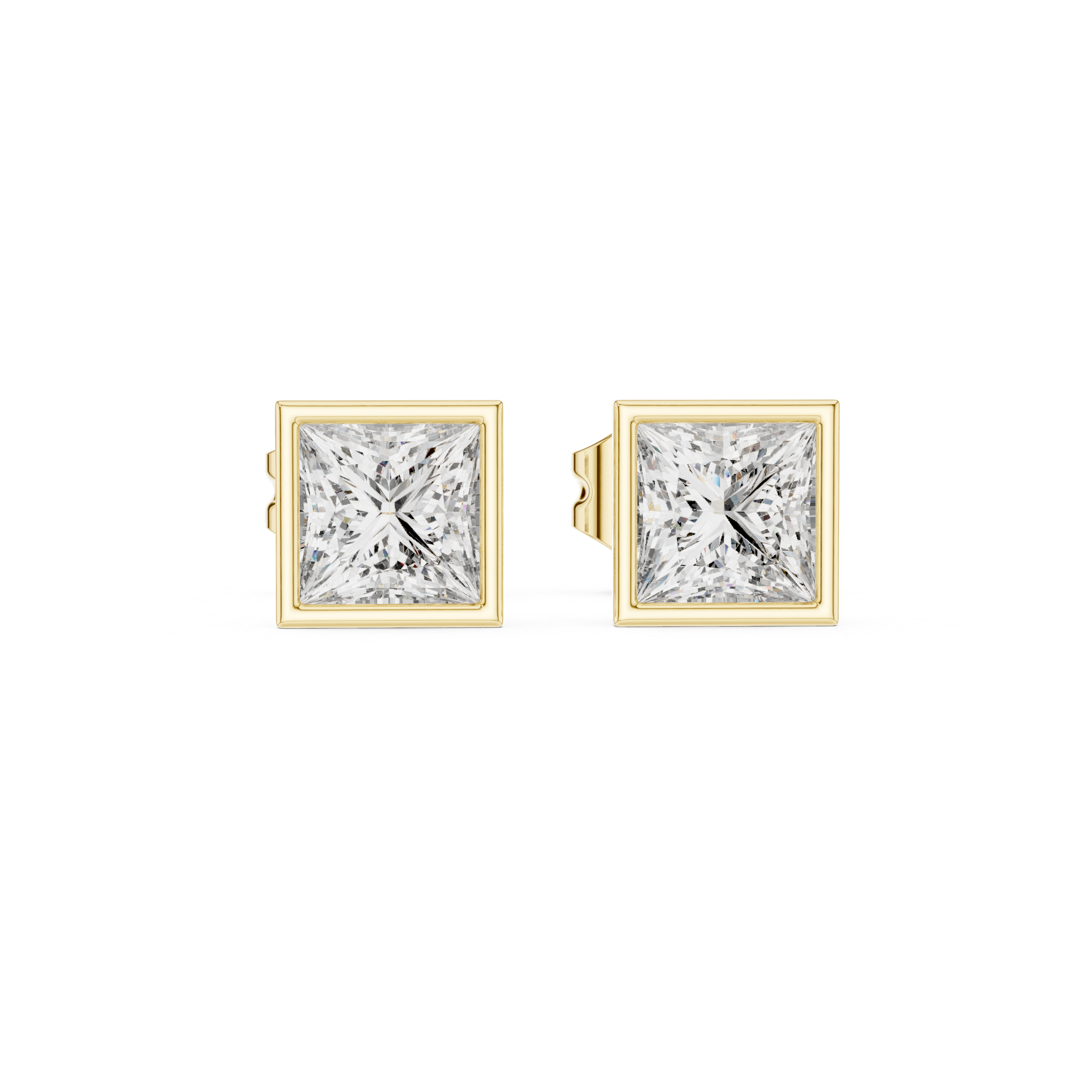 Linea Bezel Princess Lab Grown Diamond Stud Earrings