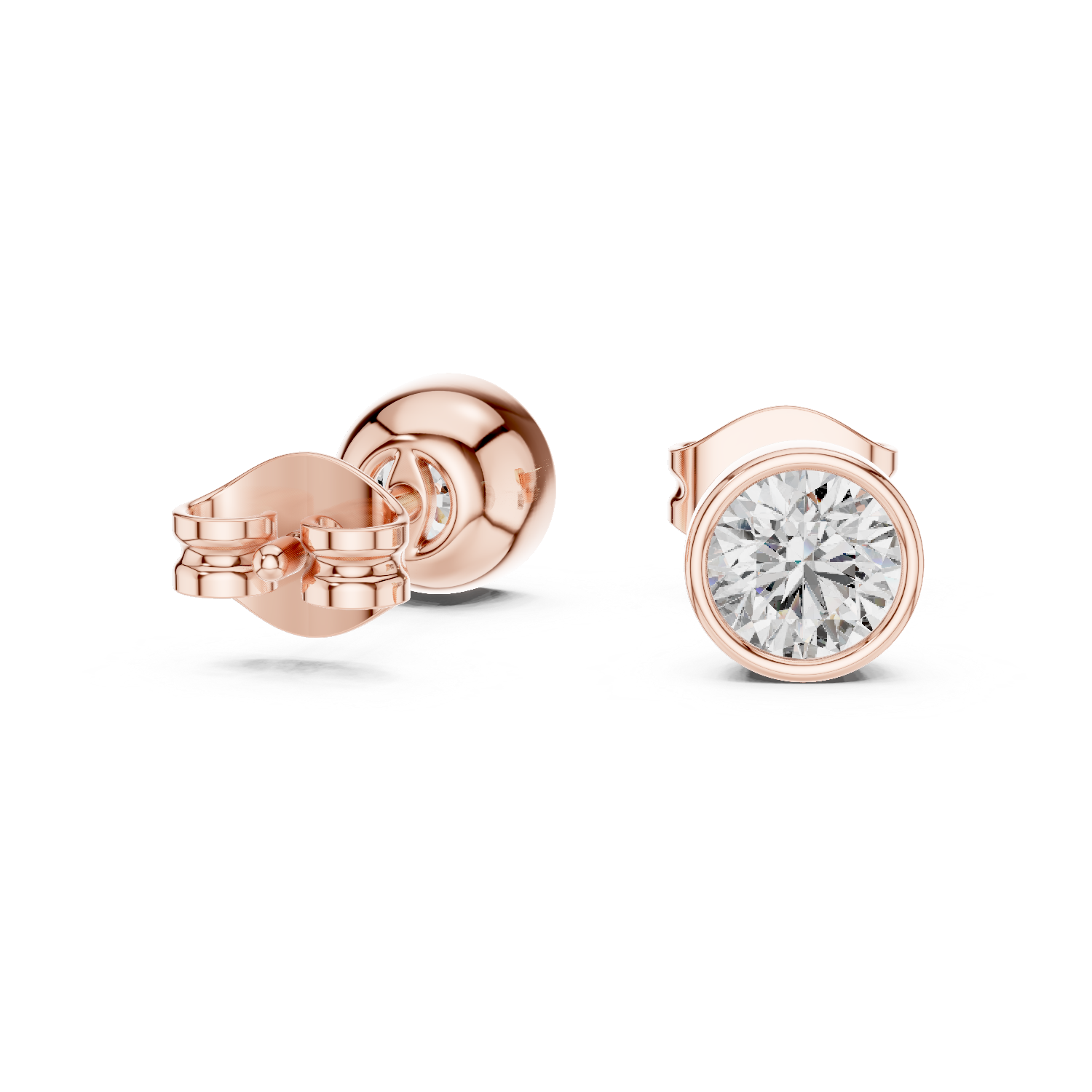 Aurelia Bezel Round Diamond Stud Earrings