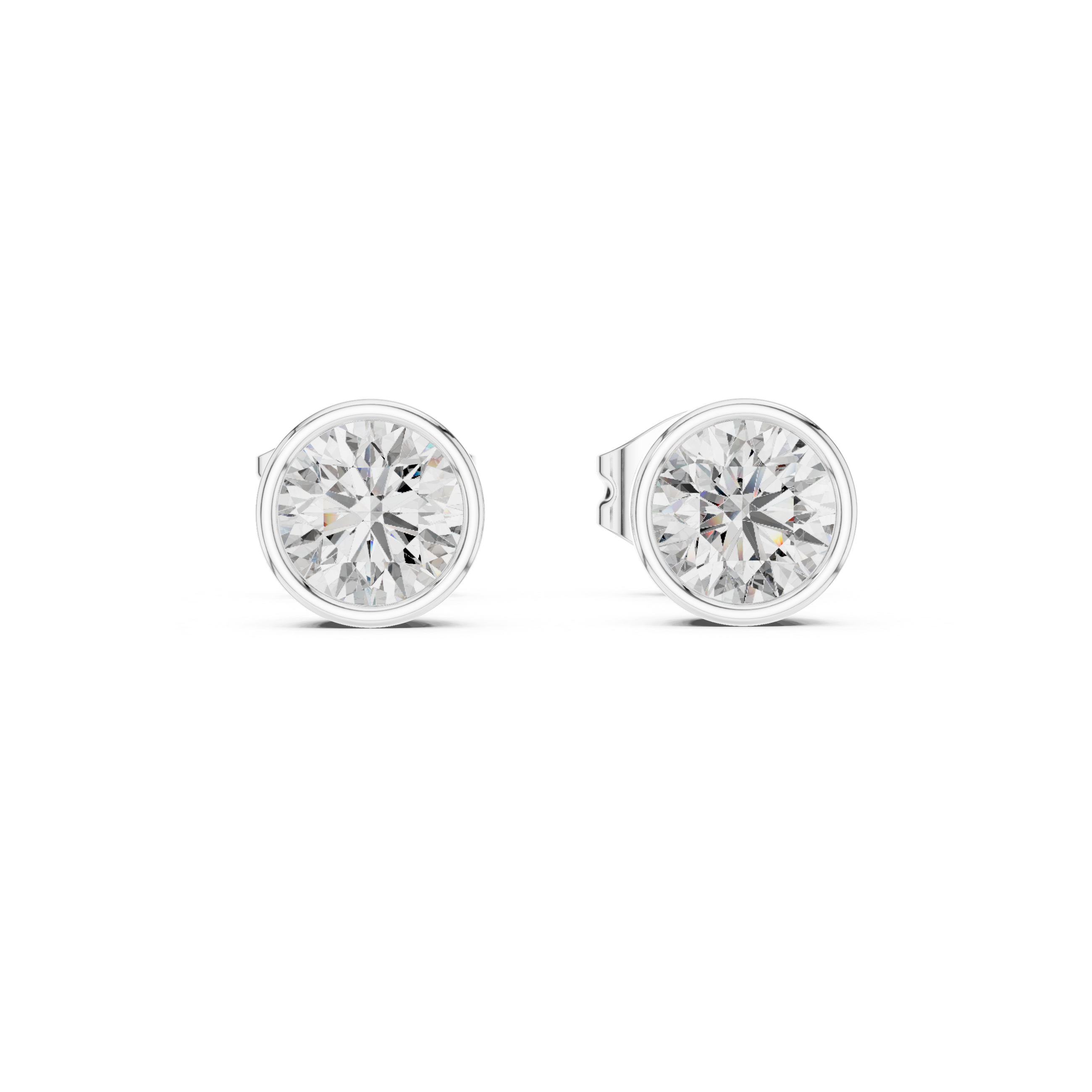 Aurelia Bezel Round Diamond Stud Earrings