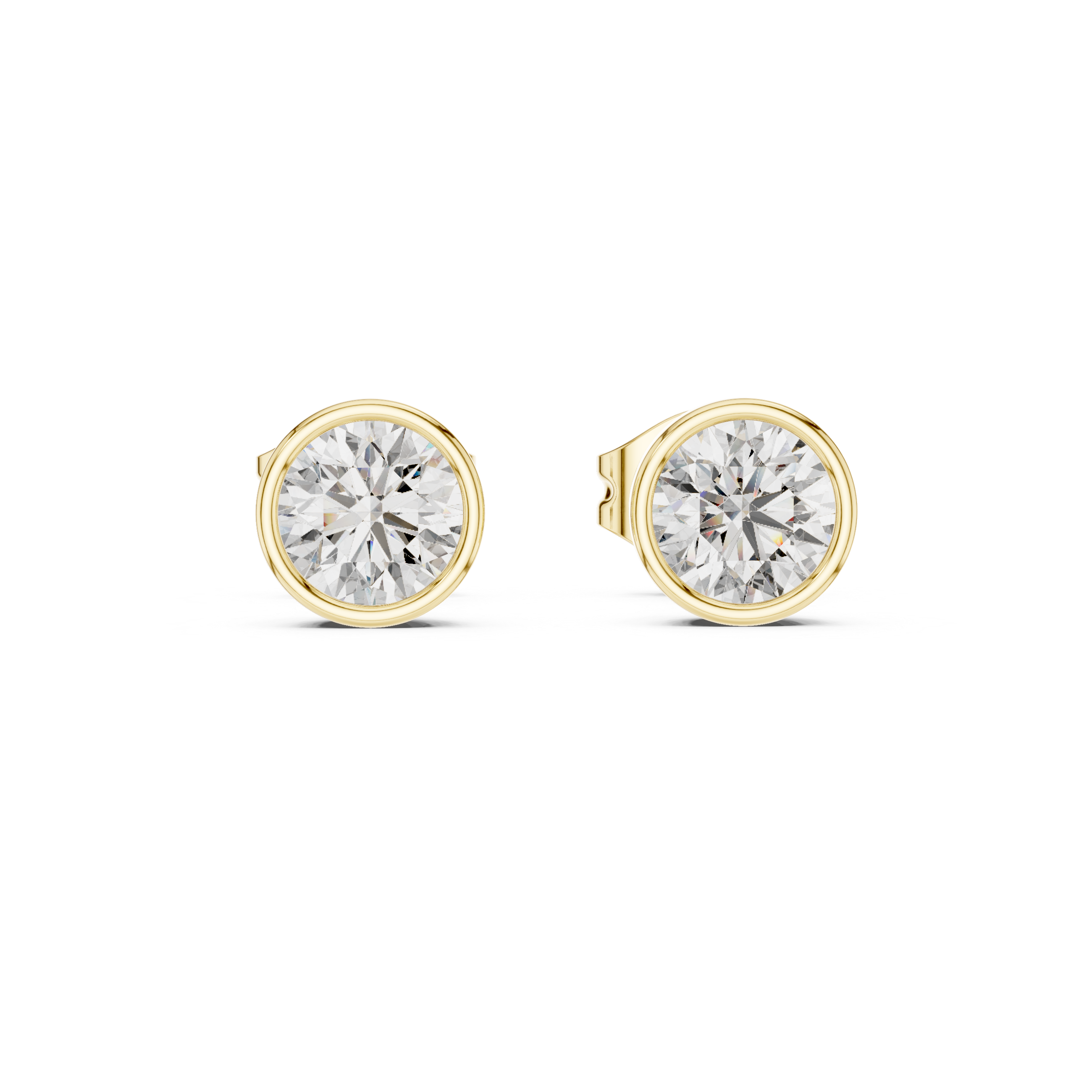 Aurelia Bezel Round Diamond Stud Earrings
