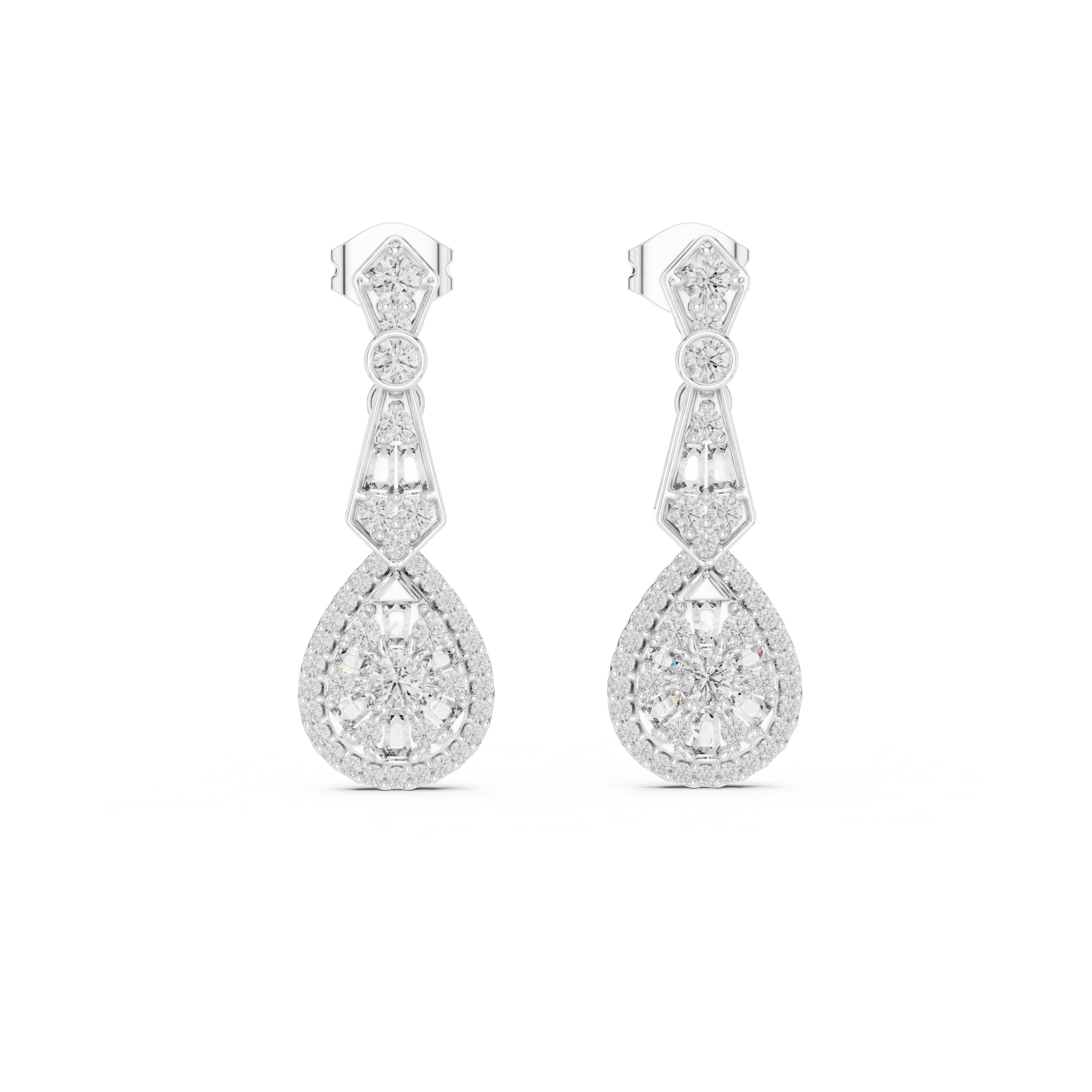 Isolde Halo Teardrop Diamond Earrings