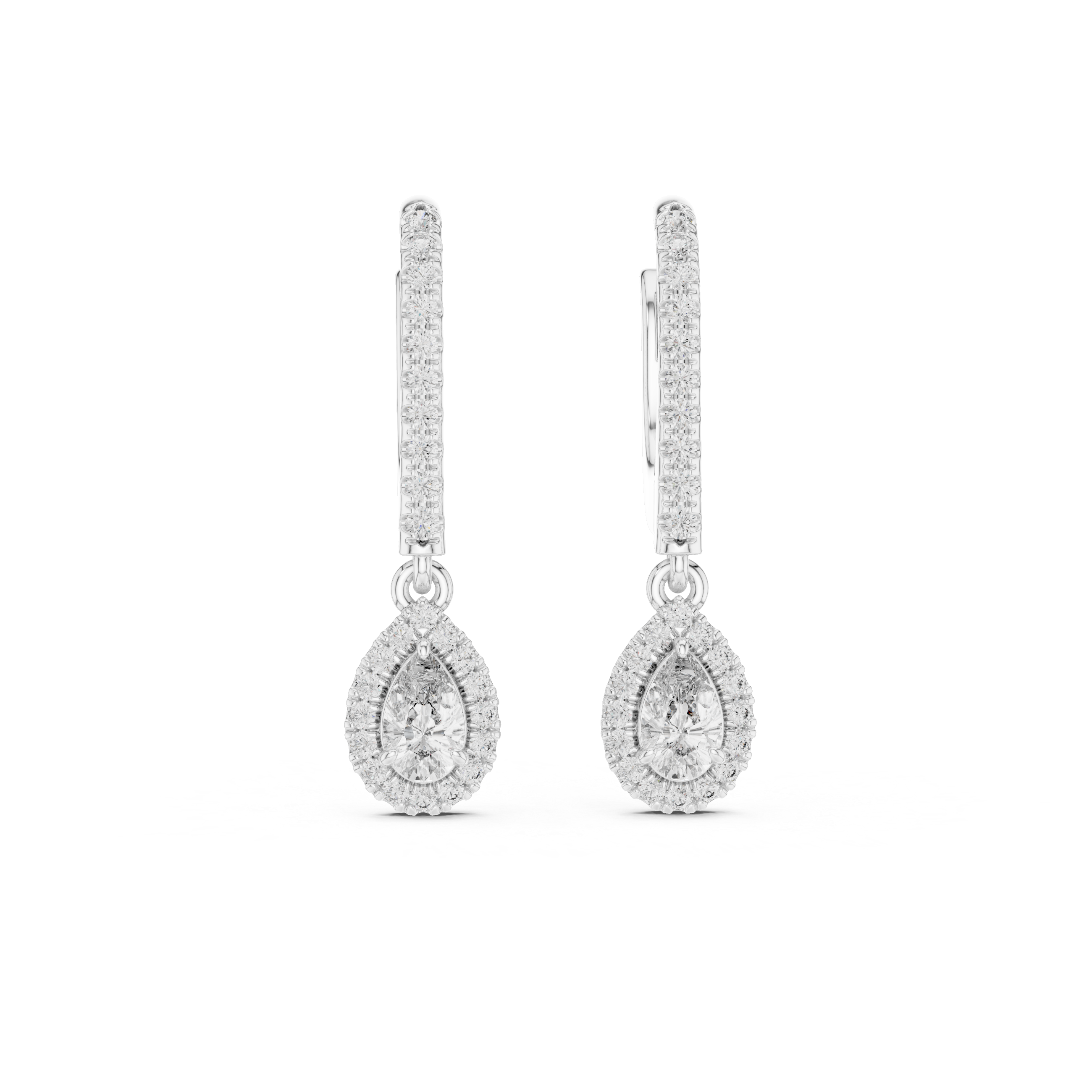 Elowen Halo Drop Diamond Earrings